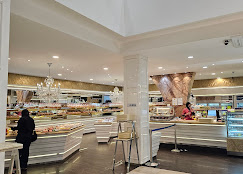 Bright pastry and bakery display